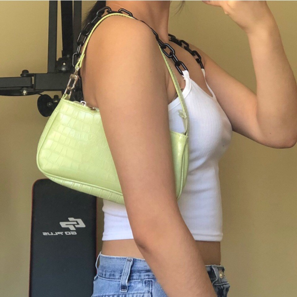 Green Croc Skin Baguette Bag - Picture 5 of 7